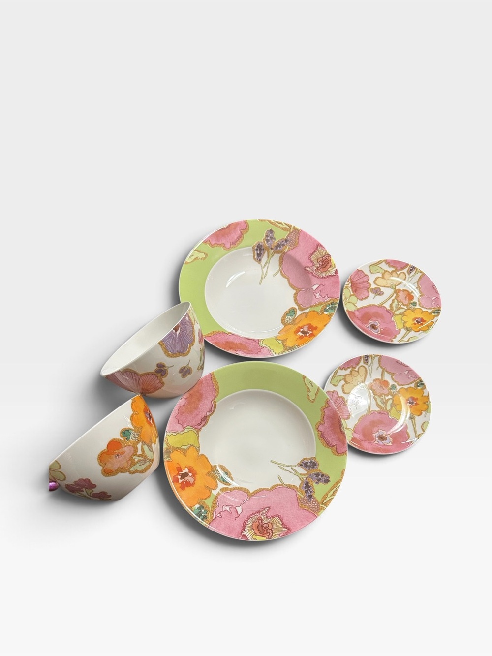 Lenox Floral Fusion Stephanie Ryan Collection Dinnerware 6 pieces Bowls Plates